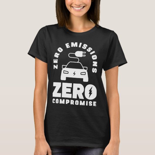 Zero Emissies Zero Compromis Batterij Elektrisch V T-shirt (Voorkant)