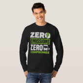 Zero Emissies Zero Compromis Batterij Elektrisch V T-shirt (Voorkant volledig)