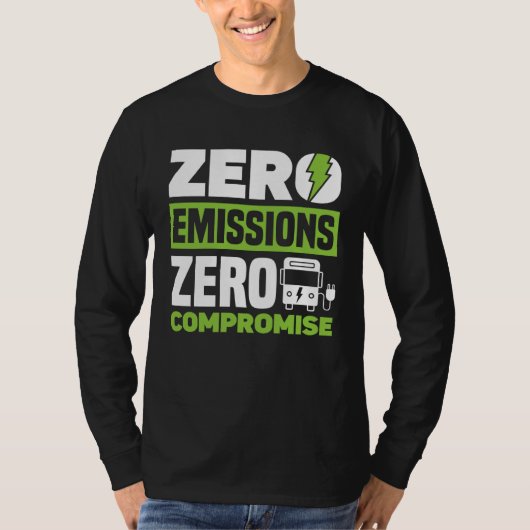 Zero Emissies Zero Compromis Batterij Elektrisch V T-shirt (Voorkant)