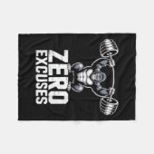 Zero Excuses Gorilla Gym Motivational Workout Fleece Deken (Voorkant (Horizontaal))