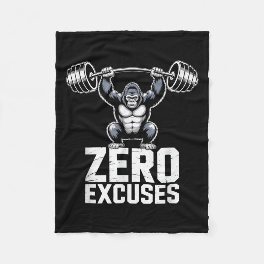 Zero Excuses Gorilla Gym Motivational Workout Fleece Deken (Voorkant)