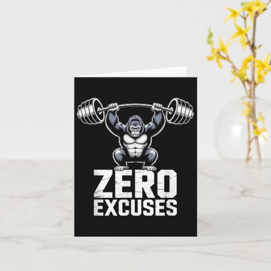 Zero Excuses Gorilla Gym Motivational Workout  Kaart (Gele Bloem)