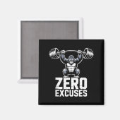 Zero Excuses Gorilla Gym Motivational Workout Magneet (Voorkant / Achterkant)