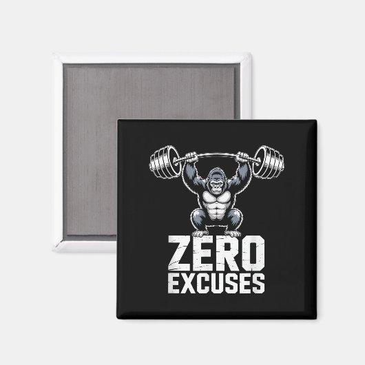 Zero Excuses Gorilla Gym Motivational Workout  Magneet (Voorkant / Achterkant)