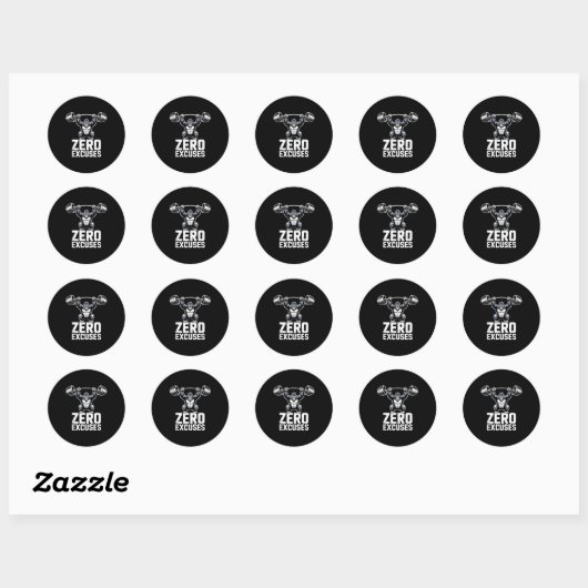 Zero Excuses Gorilla Gym Motivational Workout  Ronde Sticker (Vel)