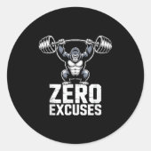 Zero Excuses Gorilla Gym Motivational Workout  Ronde Sticker (Voorkant)