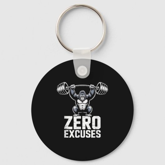Zero Excuses Gorilla Gym Motivational Workout  Sleutelhanger (Voorkant)