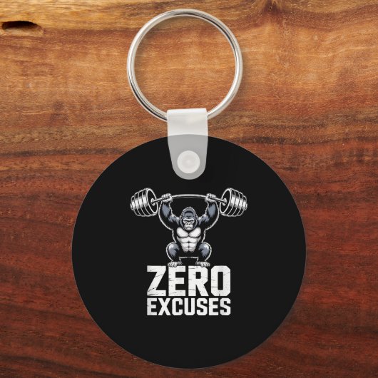 Zero Excuses Gorilla Gym Motivational Workout  Sleutelhanger (Voorkant)