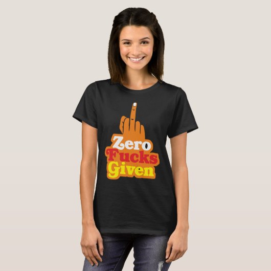 Zero Fks Given Bollywood Sarcastic T-shirt (Voorkant volledig)
