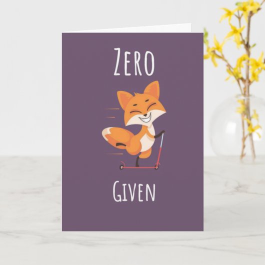 Zero Fox Given Funny Fox Pun Cards Cute Humor Kaart (Gele Bloem)