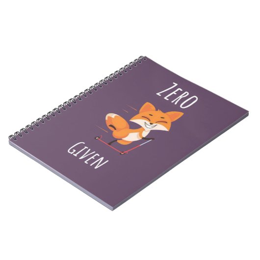 Zero Fox Given Funny Fox Pun Gifts Humor Saying Notitieboek (Linkerzijde)