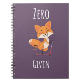 Zero Fox Given Funny Fox Pun Gifts Humor Saying Notitieboek