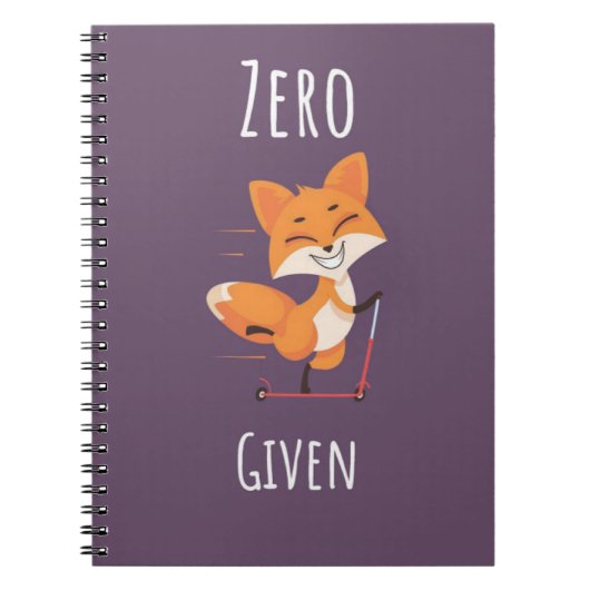 Zero Fox Given Funny Fox Pun Gifts Humor Saying Notitieboek (Voorkant)