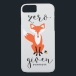 Zero Fox met grappige woordspeling gepersonaliseer iPhone 8/7 Hoesje<br><div class="desc">Moderne en unieke iPhone-draagtas met moderne kalligrafie en vossen illustratie. Dit hoesje zal perfect zijn als cadeau.</div>