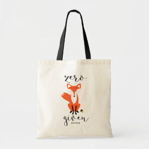 Zero Fox met grappige woordspeling gepersonaliseer Tote Bag