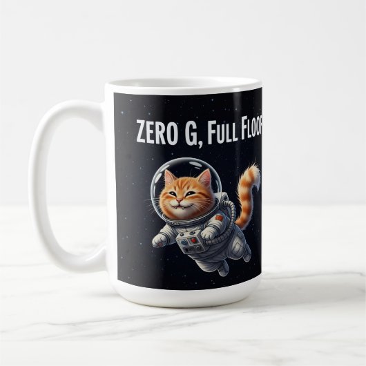 Zero G, Full Floof! Adorable Space Cat Koffiemok (Links)