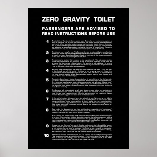 Zero Graviteitsruimte Volledig witte tekst Poster (Voorkant)