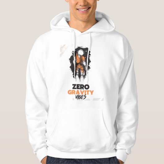 Zero gravity vibes ruimte motivatie ondertiteld hoodie (Voorkant)