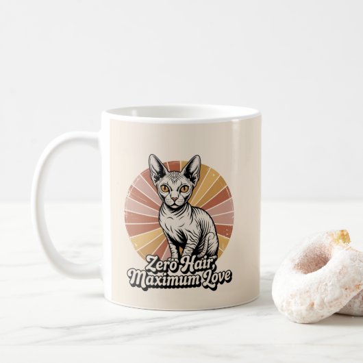 Zero Haar Maximale Liefde Sphynx Retro Koffiemok (Met donut)