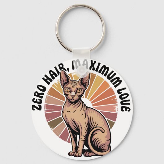 Zero Hair Maximum Love Sphynx Art Sleutelhanger (Voorkant)