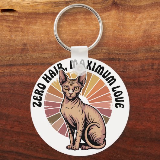 Zero Hair Maximum Love Sphynx Art Sleutelhanger (Achterkant)