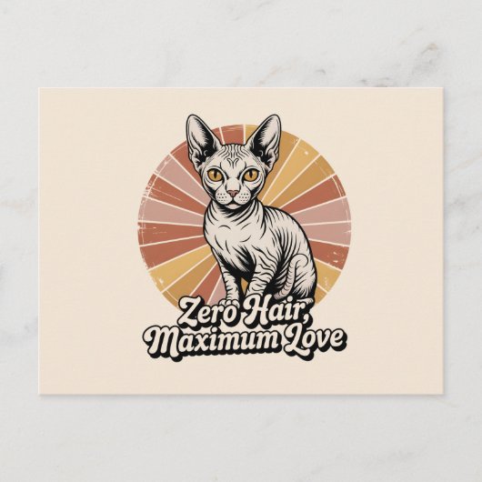 Zero Hair Maximum Love Sphynx Retro Briefkaart (Voorkant)