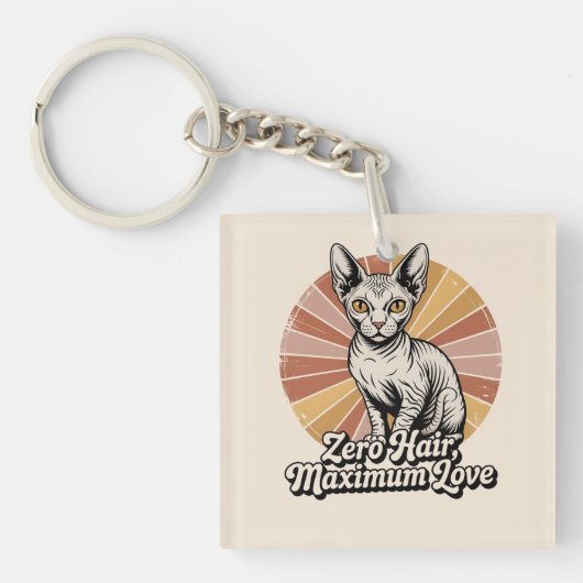 Zero Hair Maximum Love Sphynx Retro Sleutelhanger (voorkant)
