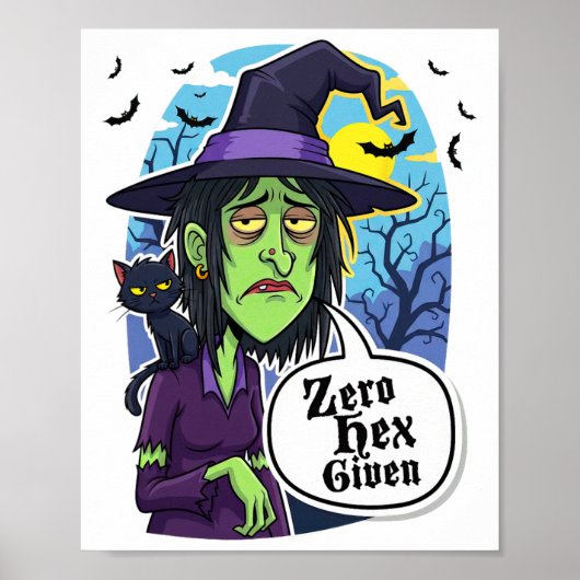 Zero Hex Gegeven Grappige Heks Halloween Kostuum T Poster (Voorkant)
