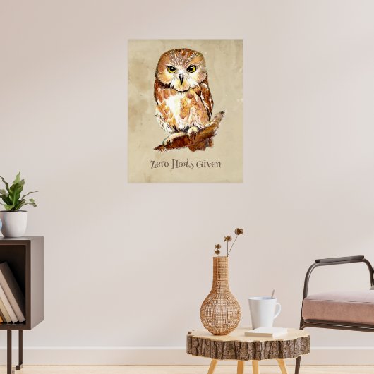Zero Hoots Gezien Uil Sassy Attitude Print (Woonkamer 3)