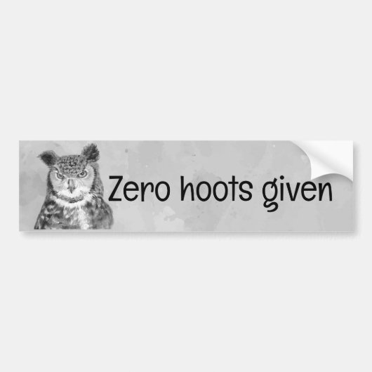 Zero hoots voor sarcastisch plezier bumpersticker (Voorkant)