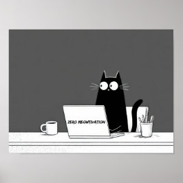 Zero Meowtivatie Kat – Grappige Lui Werk Animatiek Poster