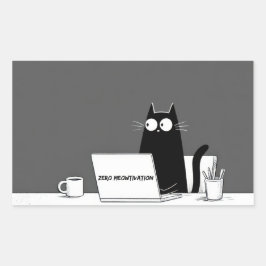 Zero motivatie Kat – Grappige Lui Werk Animatiekaa Rechthoekige Sticker