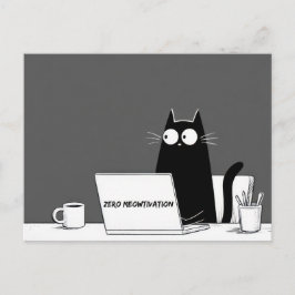 Zero motivatie kat – Grappige lui werk cartoon Feestdagenkaart