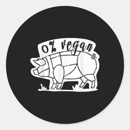 Zero Percent Vegan Grappige BBQ Carnivoor Vlees Ea Ronde Sticker (Voorkant)