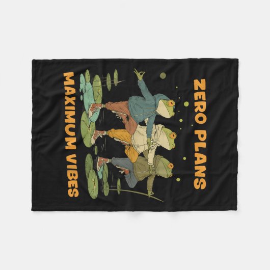Zero Plans Maximum Vibes Funny Frog Hoodie Chill V Fleece Deken (Voorkant (Horizontaal))