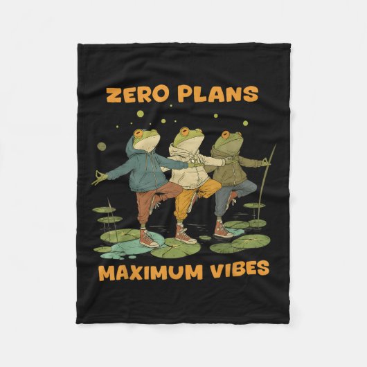 Zero Plans Maximum Vibes Funny Frog Hoodie Chill V Fleece Deken (Voorkant)