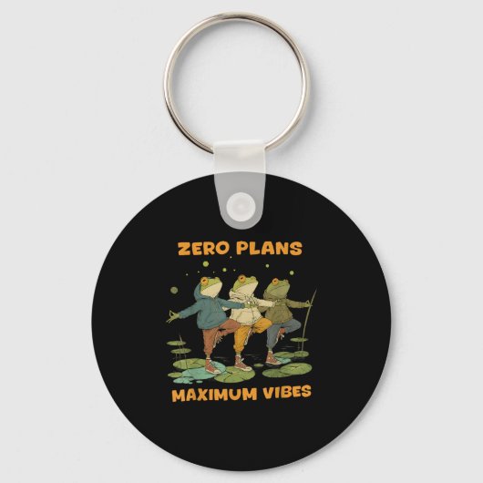 Zero Plans Maximum Vibes Funny Frog Hoodie Chill V Sleutelhanger (Voorkant)