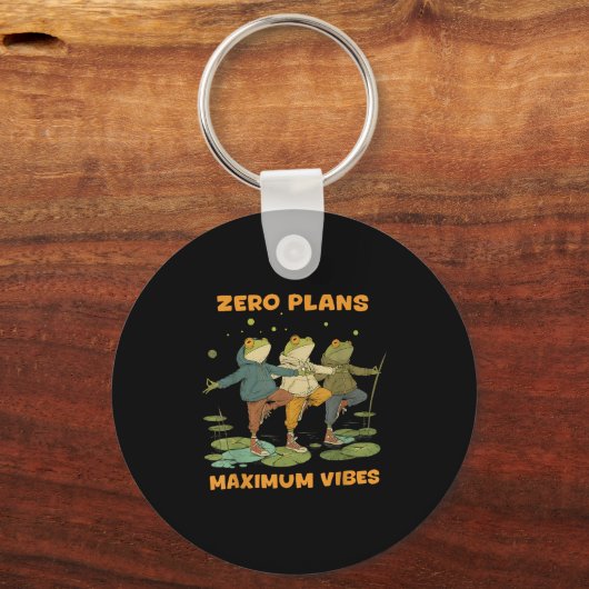 Zero Plans Maximum Vibes Funny Frog Hoodie Chill V Sleutelhanger (Voorkant)
