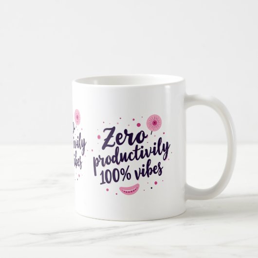 Zero Productivity 100% Vibes Esthetische Quote Kof Koffiemok (Rechts)