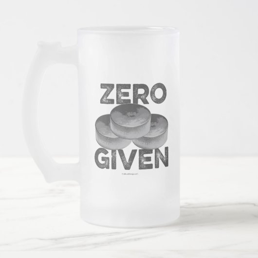 Zero Pucks Given (Hockey) Frosted Glass Beer Mug Matglas Bierpul (Links)