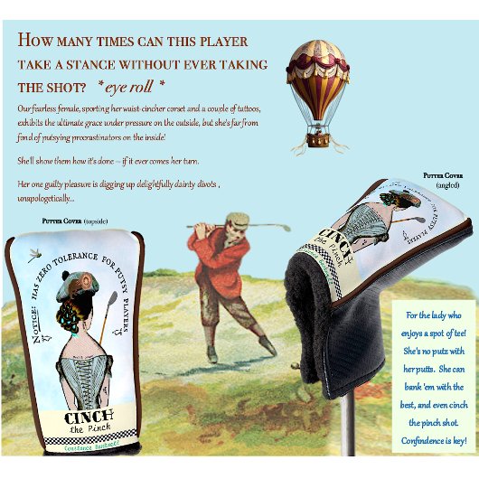 Zero-'Putsy'-Tolerance Lady's Putter Hoesje Golfheadcover