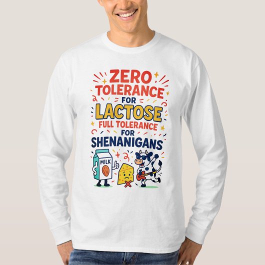 Zero Tolerance voor Lactose Funny T-shirt (Voorkant)
