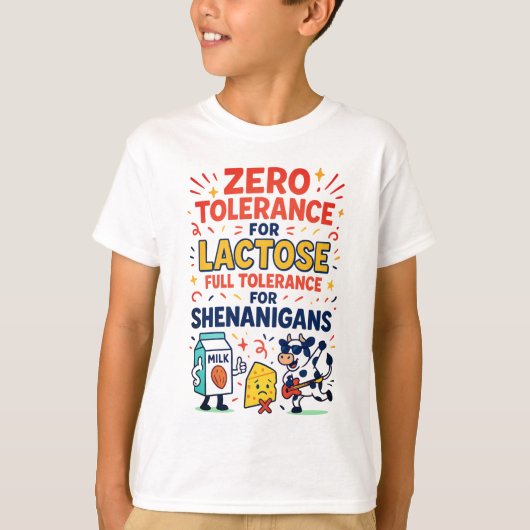 Zero Tolerance voor Lactose Funny T-shirt (Voorkant)
