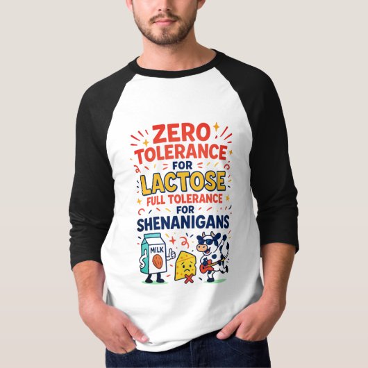 Zero Tolerance voor Lactose Funny T-shirt (Voorkant)