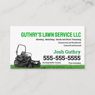 Zero Turn Lawn Care Visitekaartje