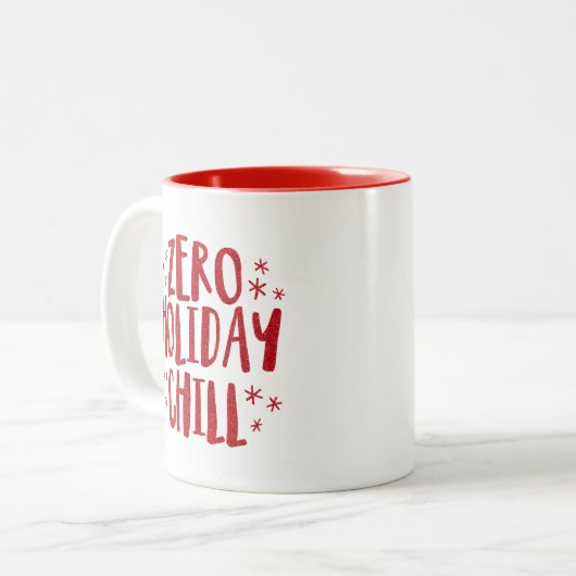 Zero-vakantiechill grappige rode kerst tweekleurige koffiemok (Voorkant links)