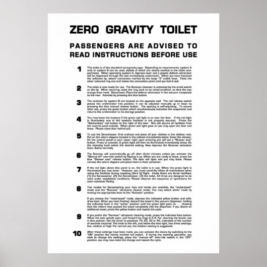 Zero-zwaartekracht Bathroom - Volledige zwarte tek Poster (Voorkant)