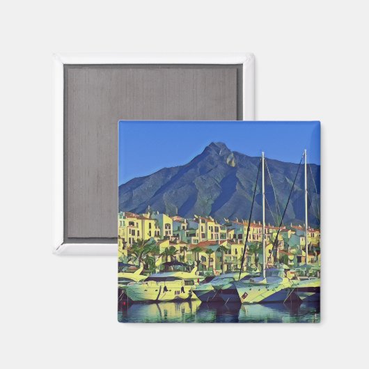 zES004 MARBELLA panorama Andalusië Spanje, Fridge Magneet (Voorkant / Achterkant)