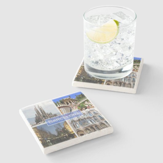 zES010 BARCELONA, Spanje, Europa, Stenen Onderzetter (Zijkant)