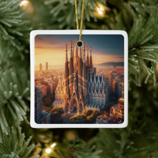 zES013 BARCELONA Basilica Sagrada Familia, Keramisch Ornament (Boom)